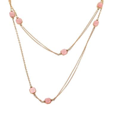 Sautoir Pomellato Prêt-à-Porter Nudo en or rose, quartz rose et calcédoine rose