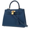 Bolso de mano Hermès  Kelly 25 cm en cabra azul - 00pp thumbnail