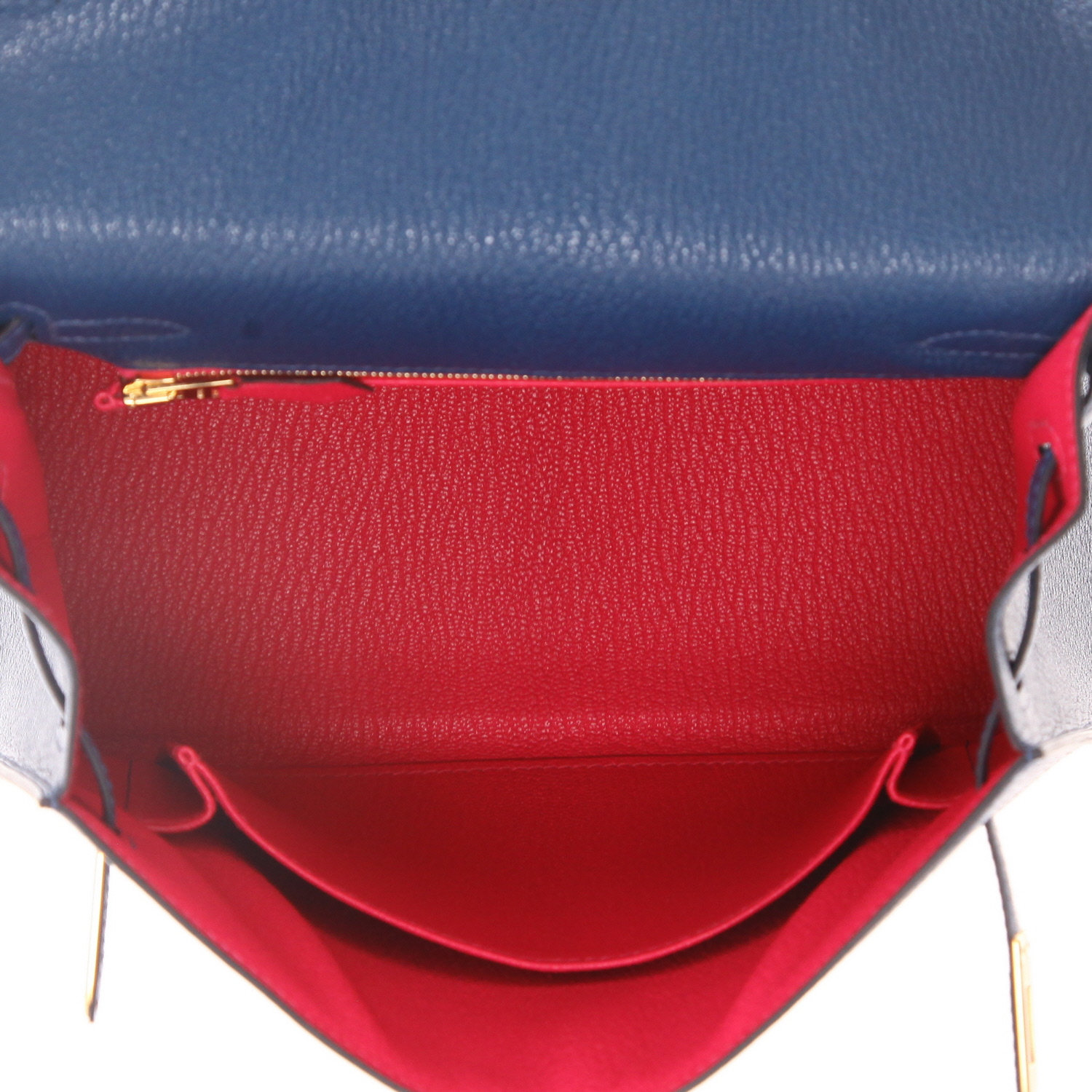 Bolso de mano Hermès  Kelly 25 cm en cabra azul - Detail D3