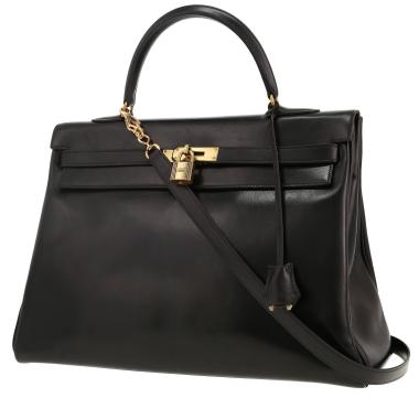Bolso Hermès Kelly de 35 cm en piel negra tipo «box»