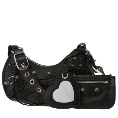 Sac bandoulière Balenciaga  Cagole en cuir vieilli noir