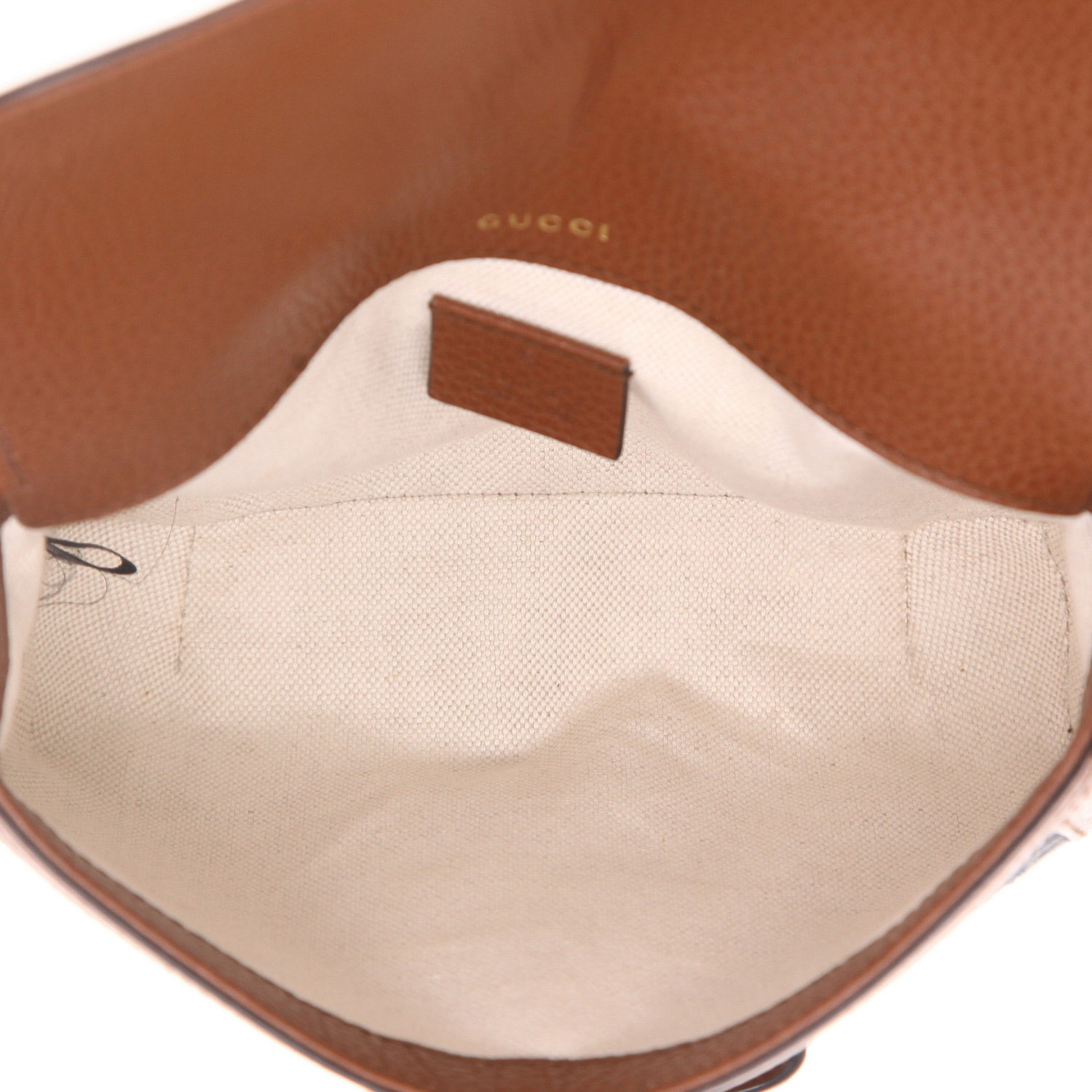 Sac bandoulière Gucci  1955 Horsebit petit modèle  en toile denim monogrammée bleue et cuir marron - Detail D3