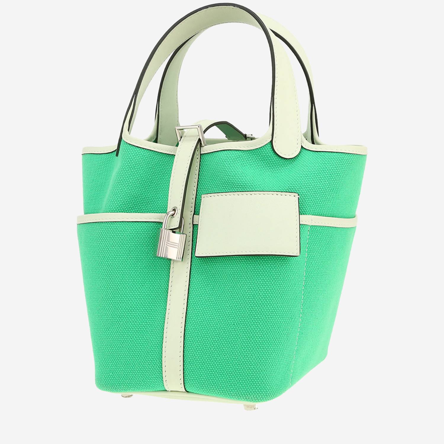 Hermès  Picotin Cargo handbag  in Vert Comics canvas  and Vert Fizz leather
