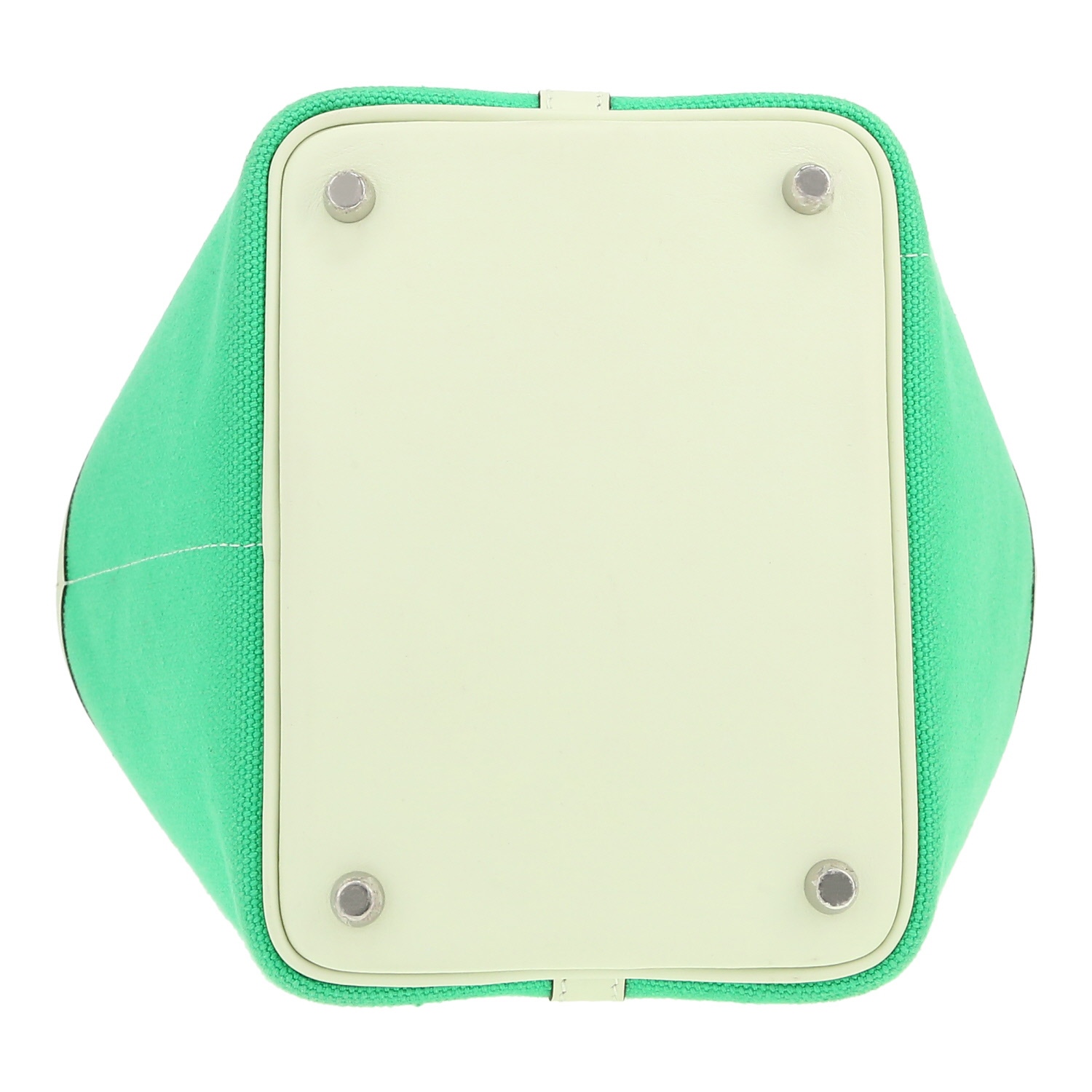 Bolso de mano Hermès  Picotin Cargo en lona Vert Comics y cuero Vert Fizz - Detail D1