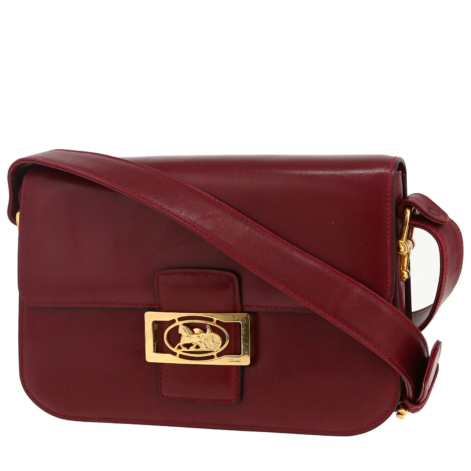 Sac porté épaule ou main Celine  Vintage en cuir bordeaux