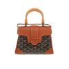 Bolso de mano Goyard  Saigon mini  en tela Goyardine negra y cuero marrón - 360 thumbnail