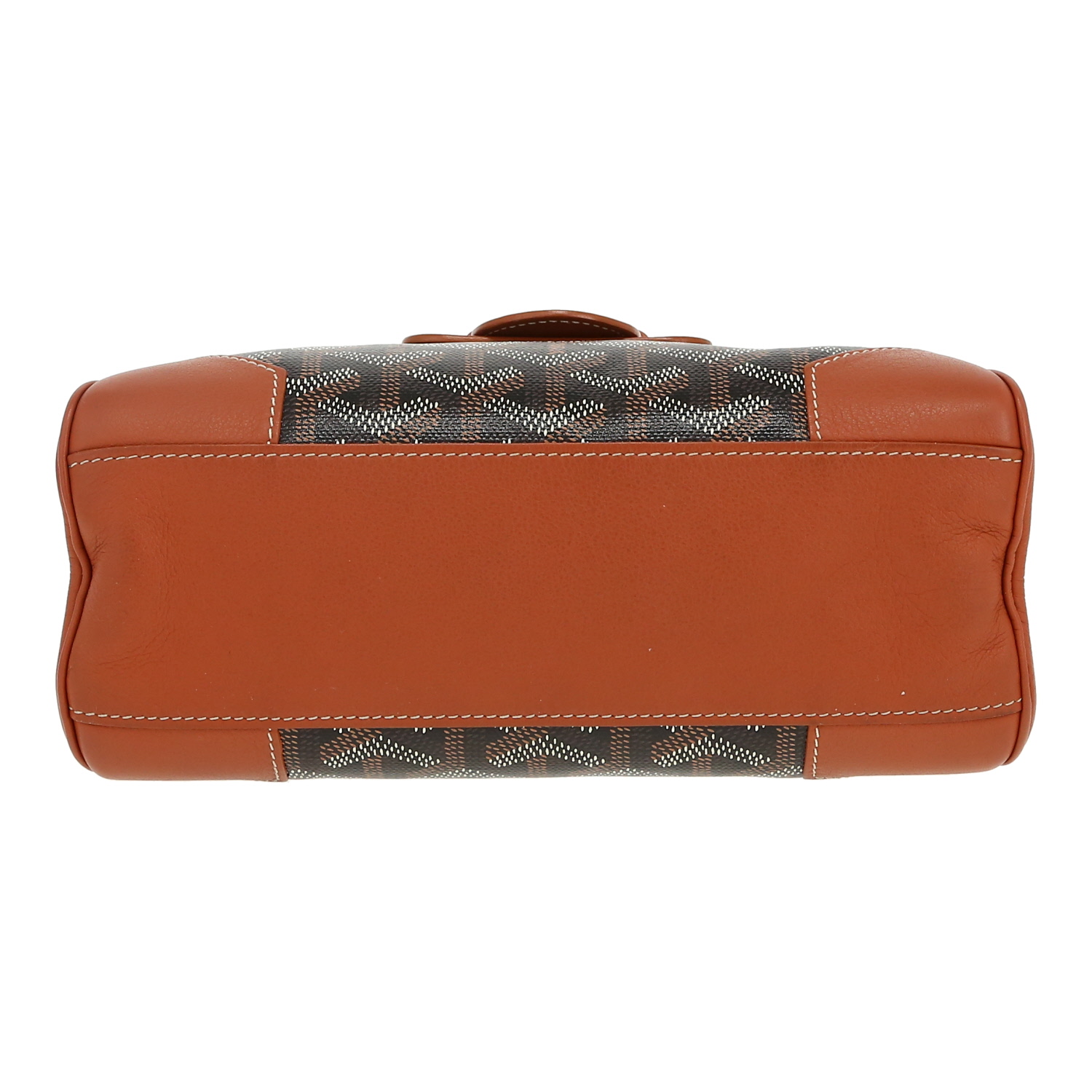 Sac à main Goyard  Saigon mini  en toile Goyardine noire et cuir marron - Detail D1