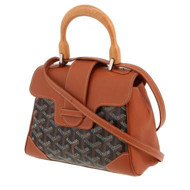 Borsa Goyard  Saigon mini  in tela Goyardine nera e pelle marrone