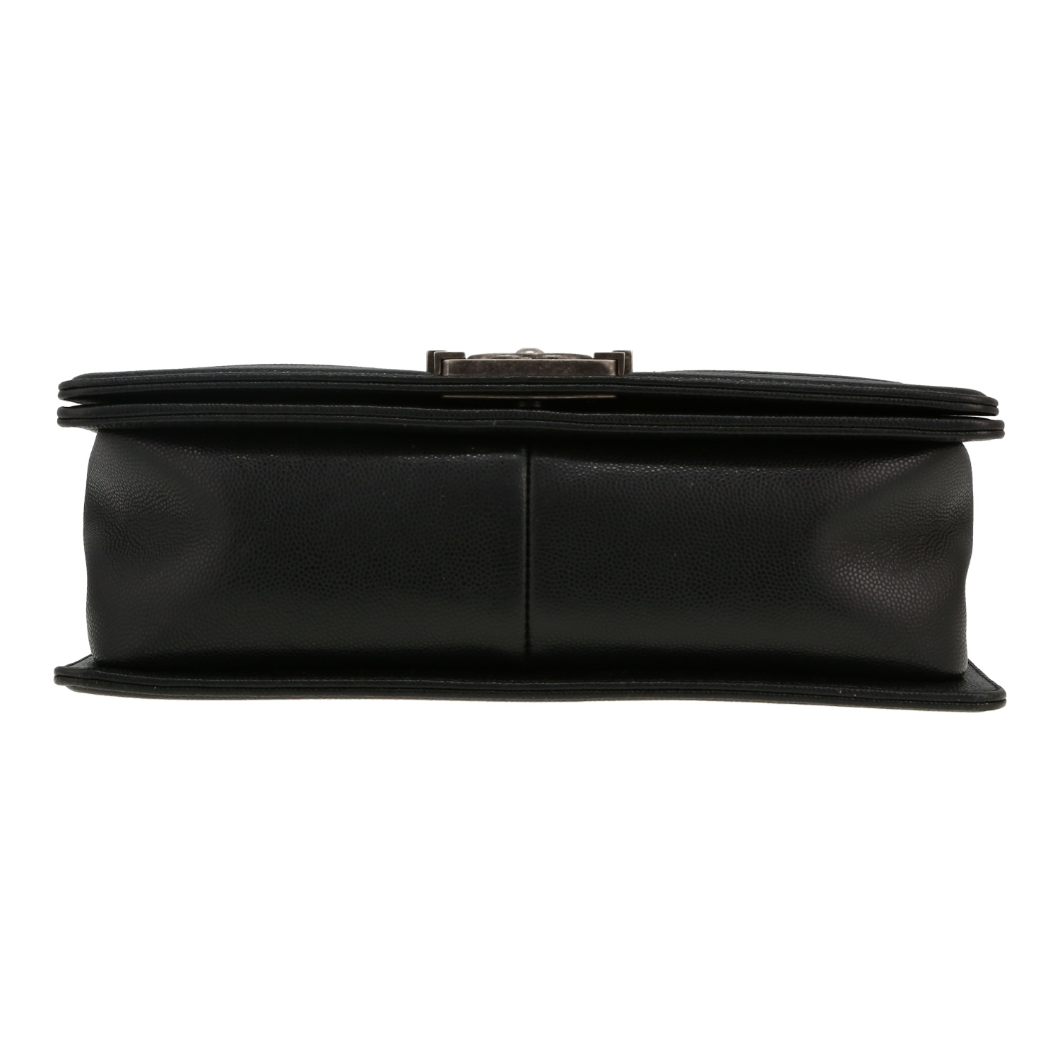 Chanel  Boy shoulder bag  in black chevron quilted leather - Detail D1