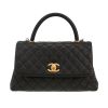 Chanel  Top Handle handbag  in black quilted grained leather - 360 thumbnail