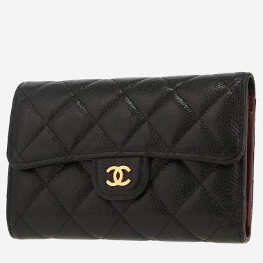 Portefeuille Chanel  Timeless en cuir grainé matelassé noir