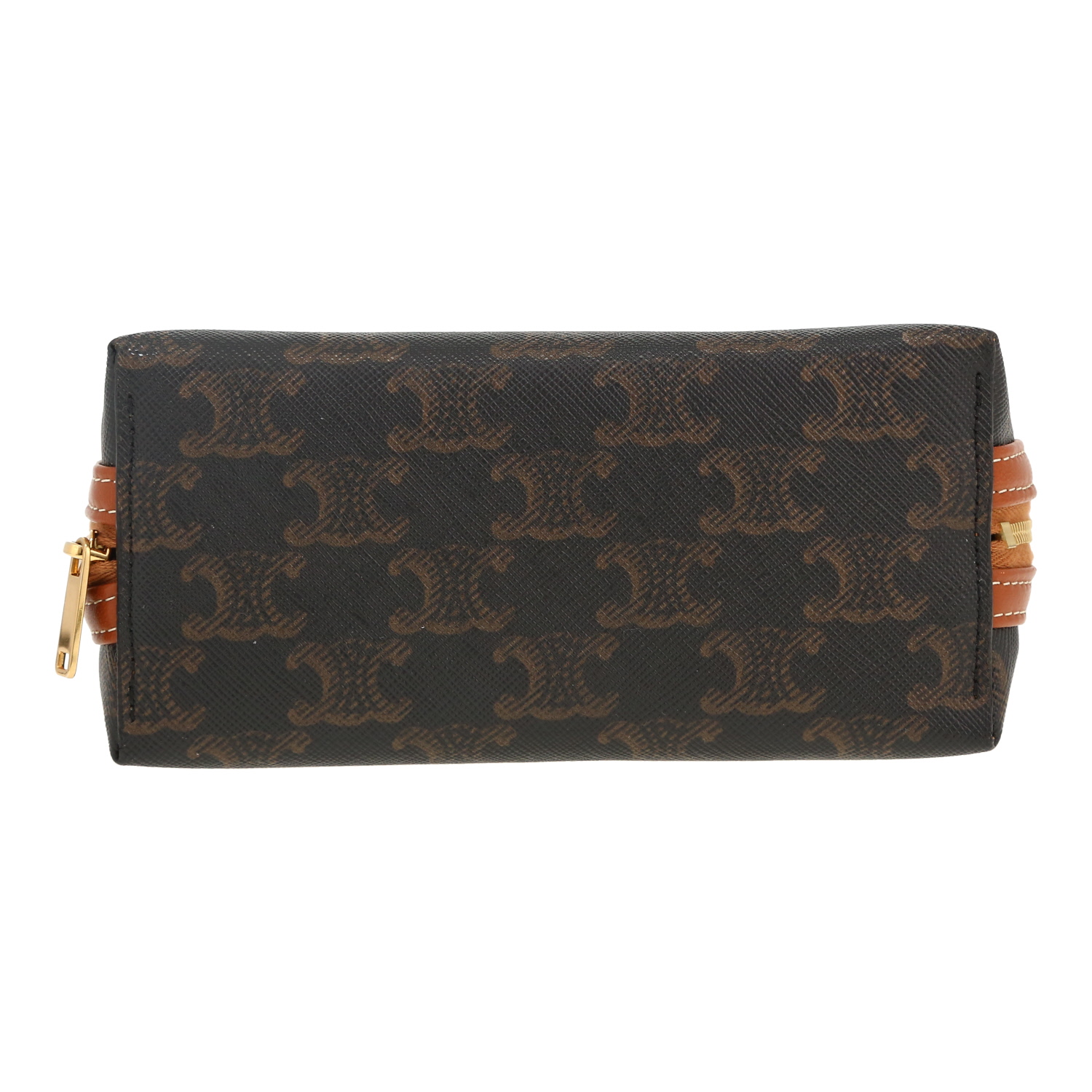 Celine   shoulder bag  in brown "Triomphe" canvas  and brown leather - Detail D1