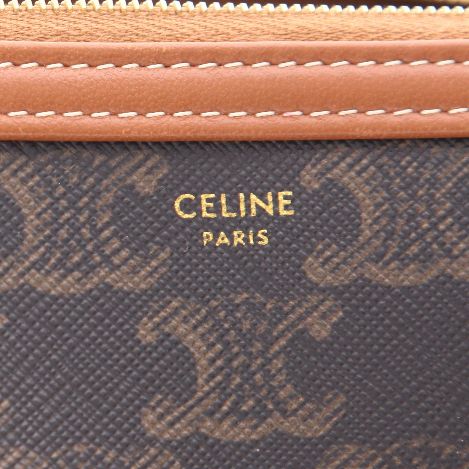 Sac bandoulière Celine   en toile Triomphe marron et cuir marron - Detail D2