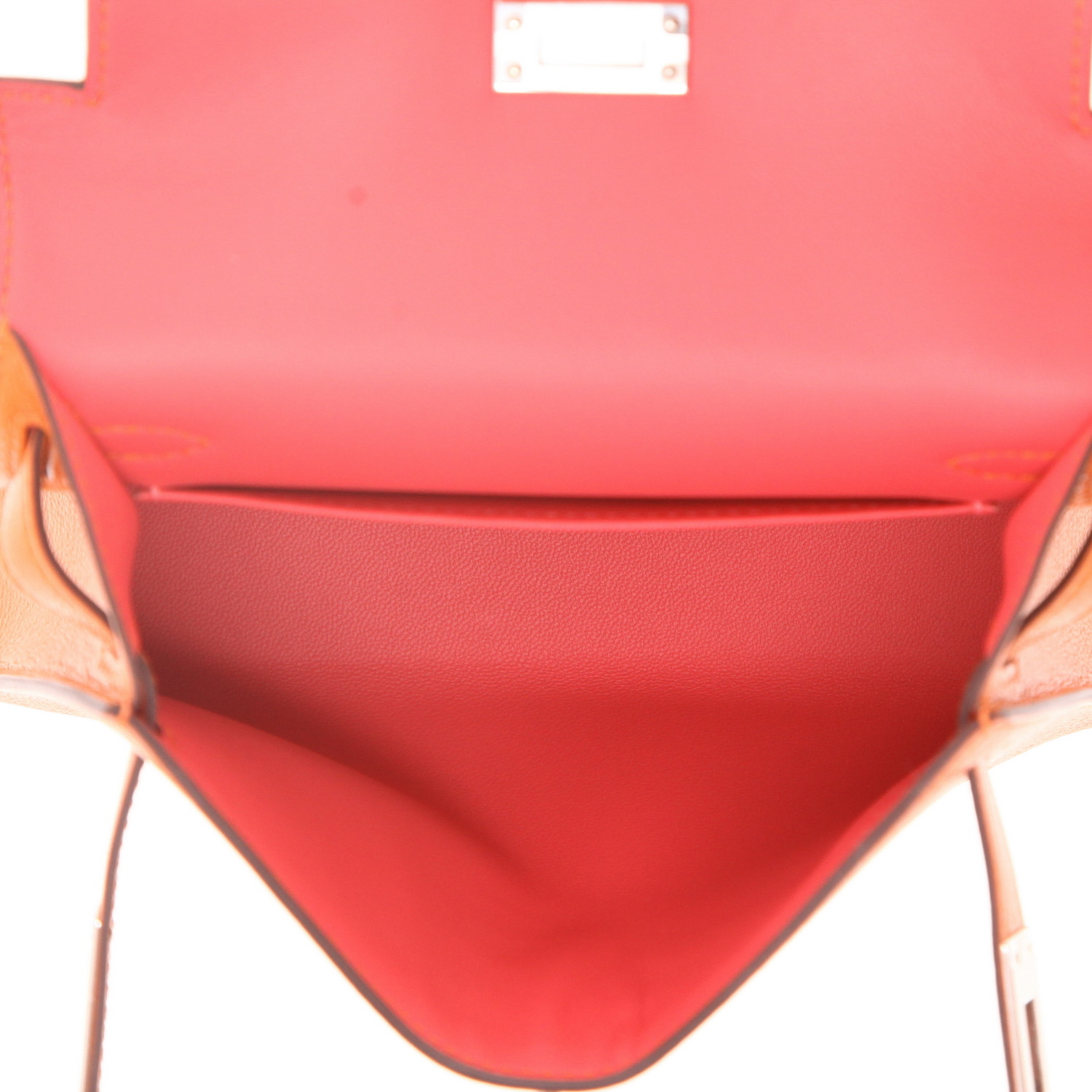 Bolso bandolera Hermès  Kelly 20 cm en cuero Mysore naranja - Detail D3