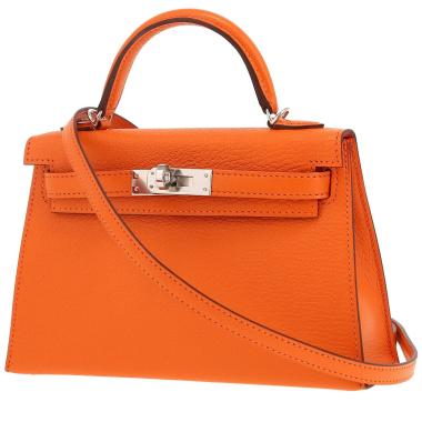 Borsa a tracolla Hermès  Kelly 20 cm in pelle Mysore arancione