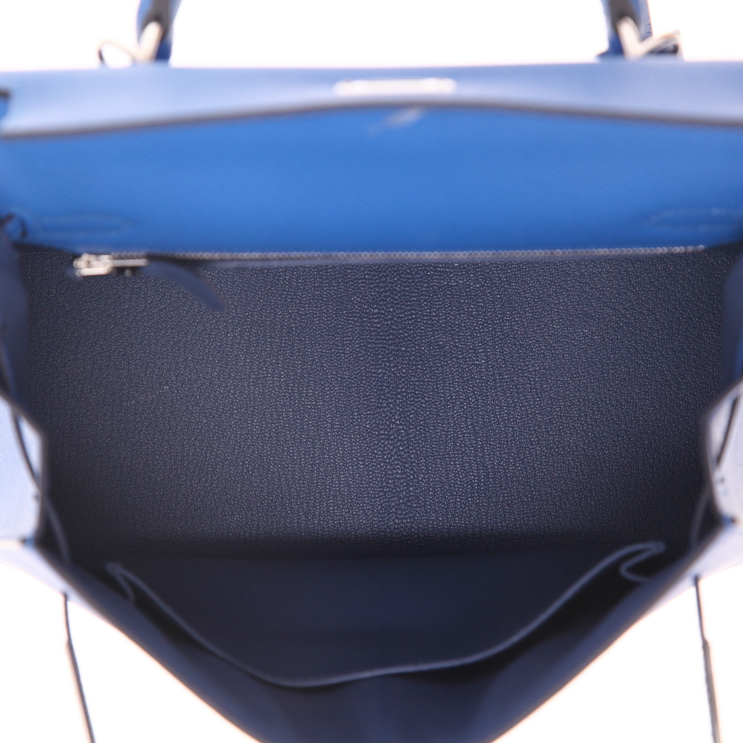 Bolso de mano Hermès  Kelly 25 cm en cuero epsom azul - Detail D3