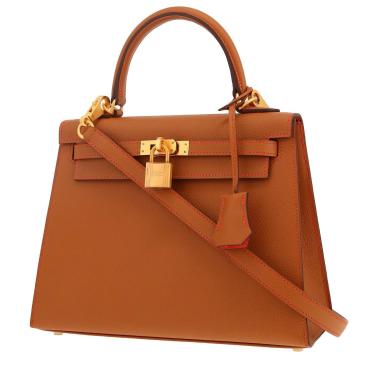 Bolso de mano Hermès  Kelly 25 cm en cuero epsom color oro