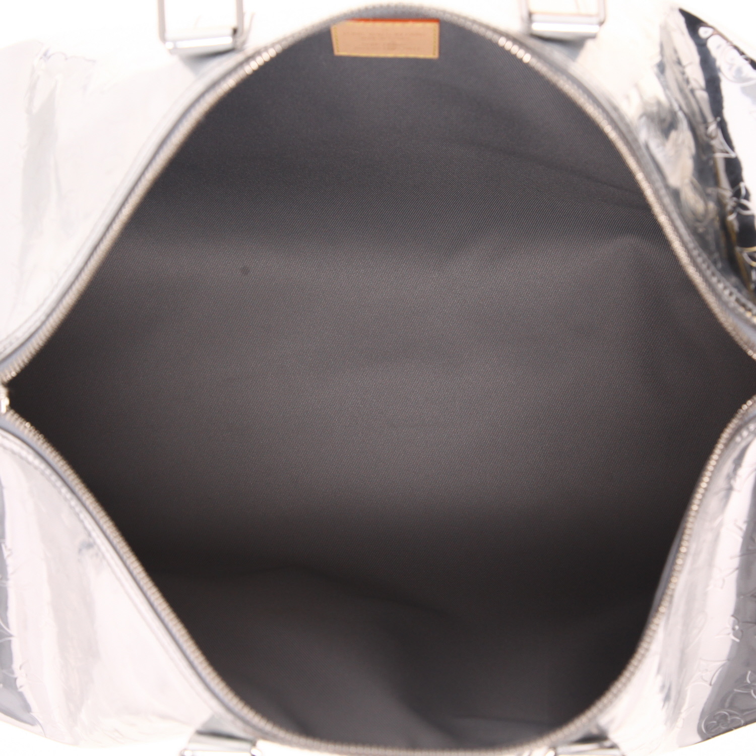 Louis Vuitton  Keepall Editions Limitées weekend bag  in silver leather  and natural leather - Detail D3