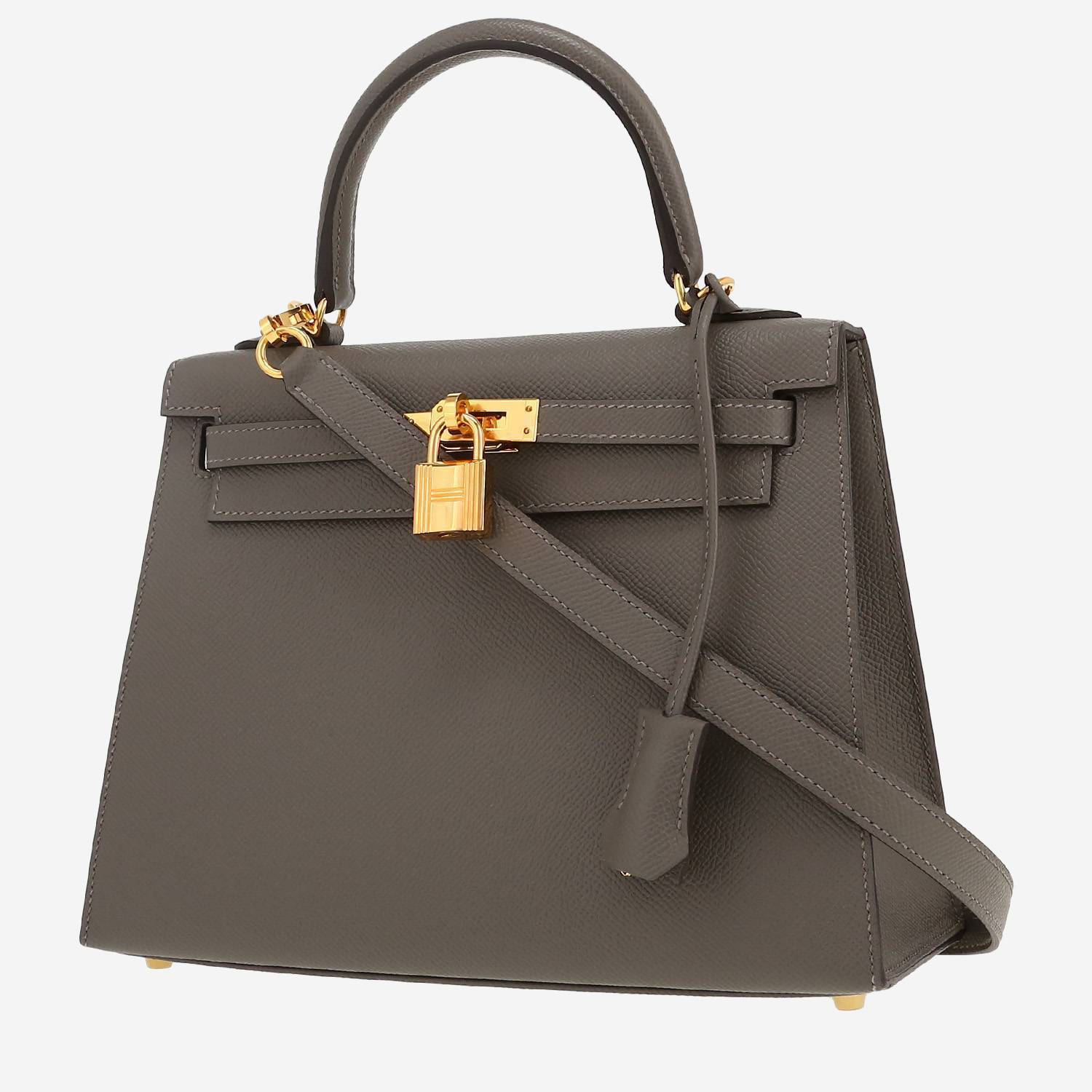Borsa Hermès  Kelly 25 cm in pelle Epsom grigio antracite
