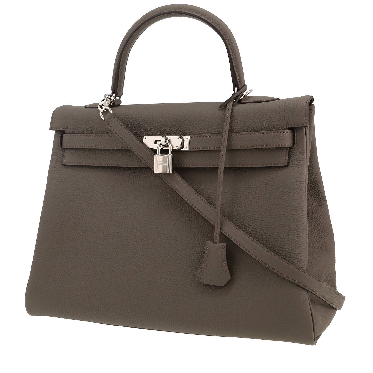 Hermès Kelly 35 cm handbag in grey togo leather