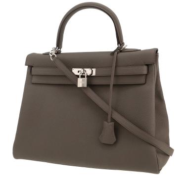 Bolso de mano Hermès  Kelly 35 cm en cuero togo gris