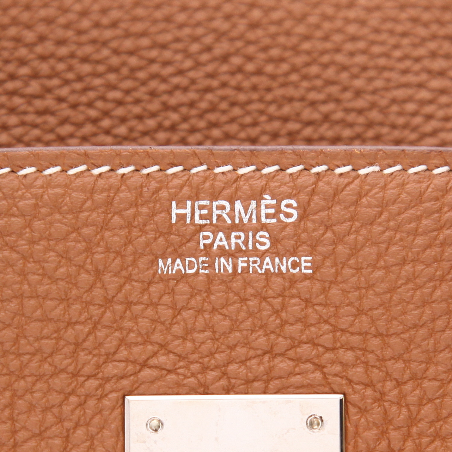 Bolso de mano Hermès  Birkin 35 cm en cuero togo color oro - Detail D2