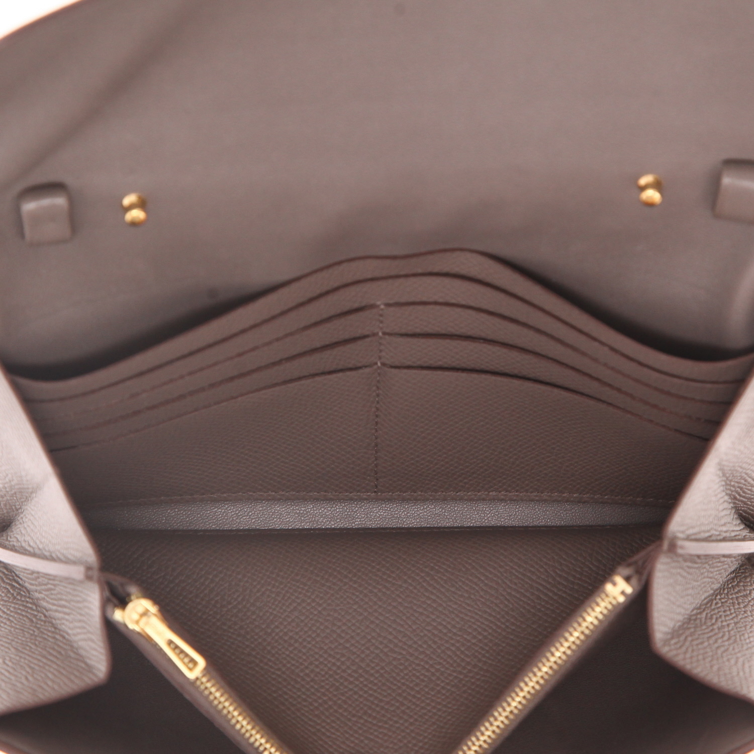 Hermès  Constance Long To Go shoulder bag  in grey epsom leather - Detail D3