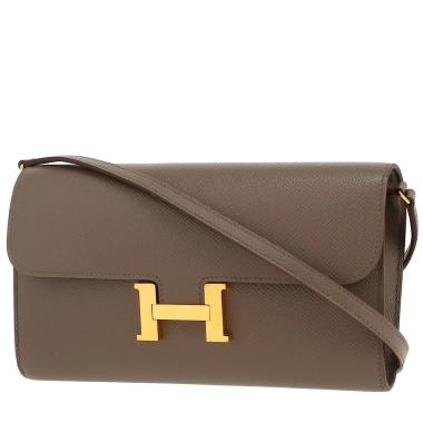 Bolso bandolera Hermès  Constance Long To Go en cuero epsom gris