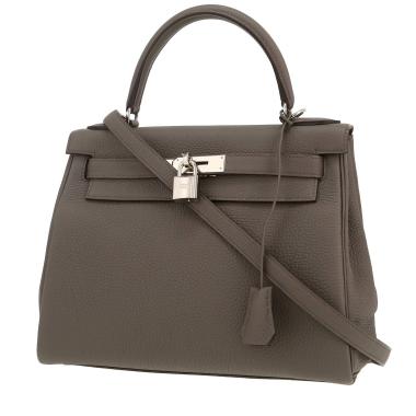 Bolso de mano Hermès  Kelly 28 cm en cuero togo gris