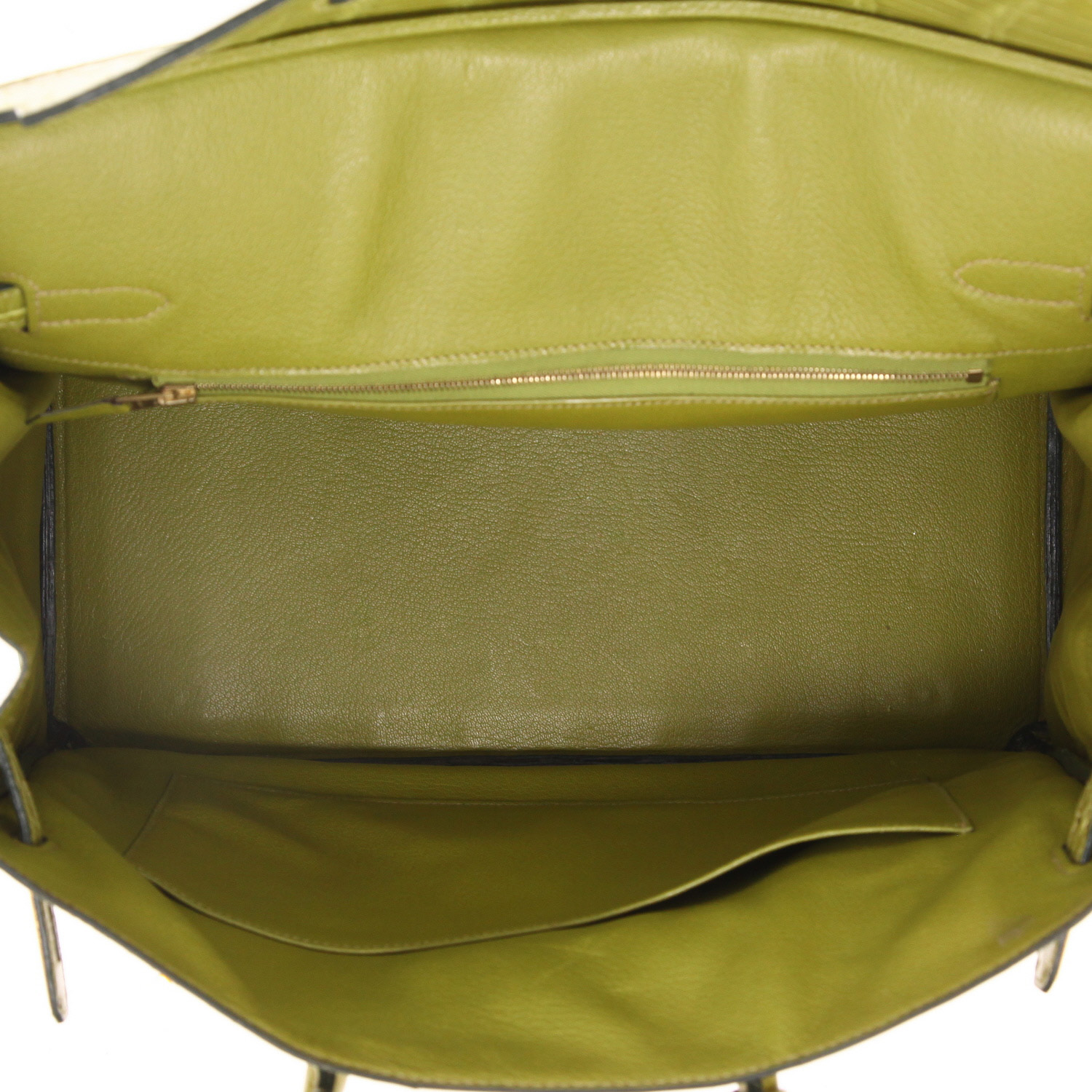 Bolso de mano Hermès  Birkin 35 cm en aligátor verde anís - Detail D3