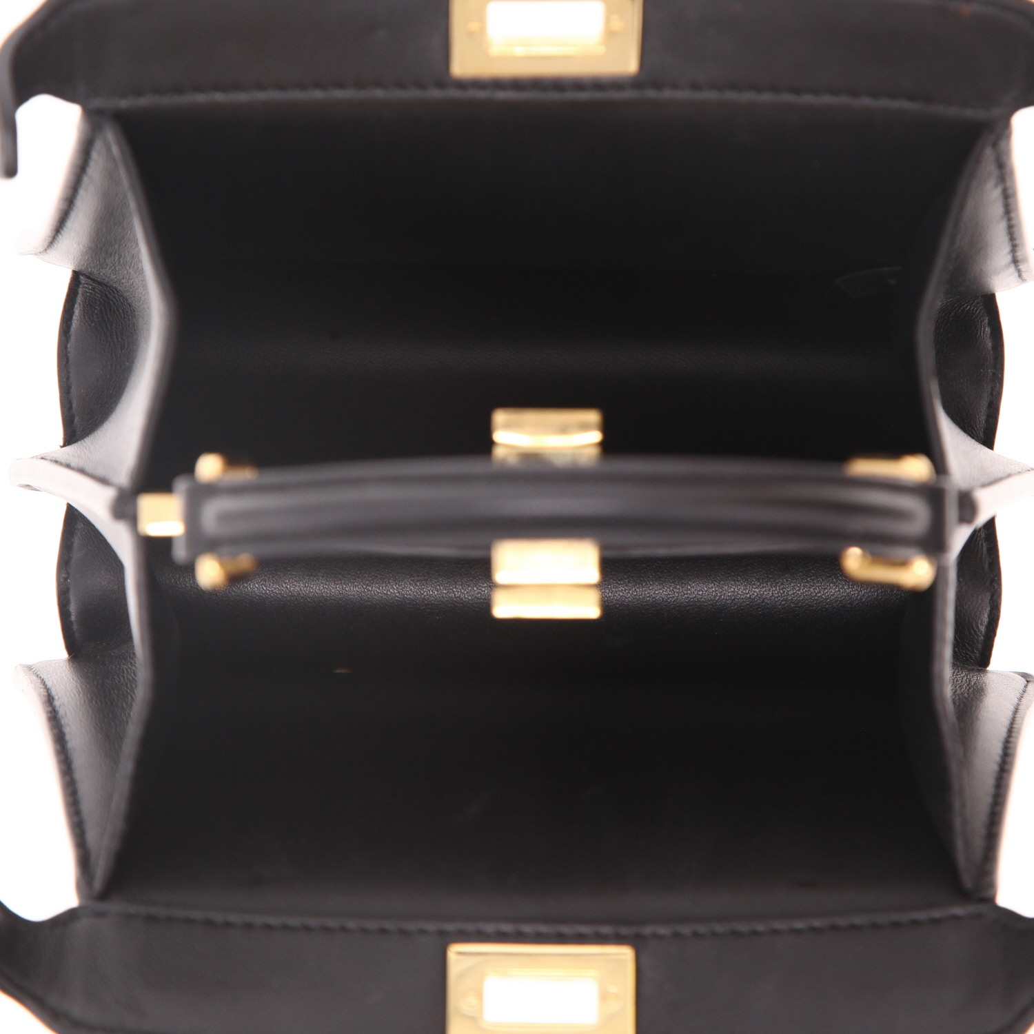 Bolso bandolera Fendi  Peekaboo ISeeU modelo pequeño  en cuero negro - Detail D3