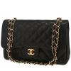 Chanel  Timeless Jumbo shoulder bag  in black quilted grained leather - 00pp thumbnail