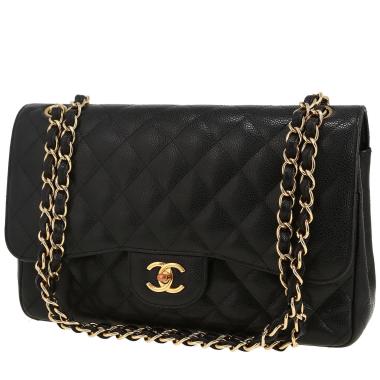 Sac bandoulière Chanel  Timeless Jumbo en cuir grainé matelassé noir