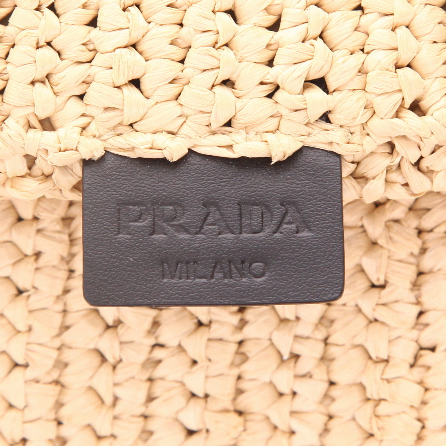 Prada tote bag   in beige and black raffia - Detail D2