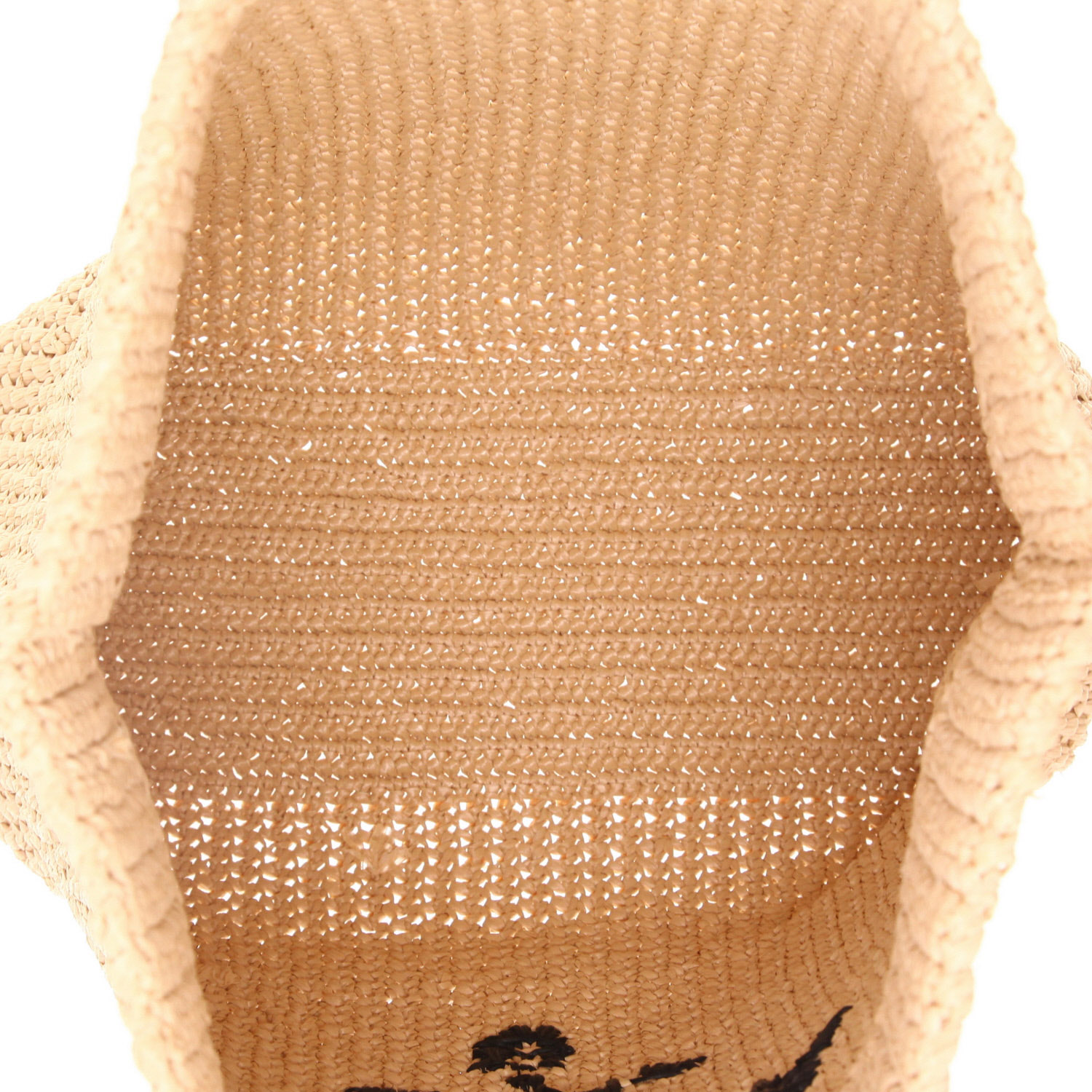 Prada tote bag   in beige and black raffia - Detail D3