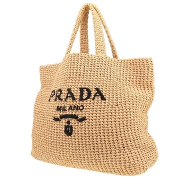 Prada tote bag   in beige and black raffia