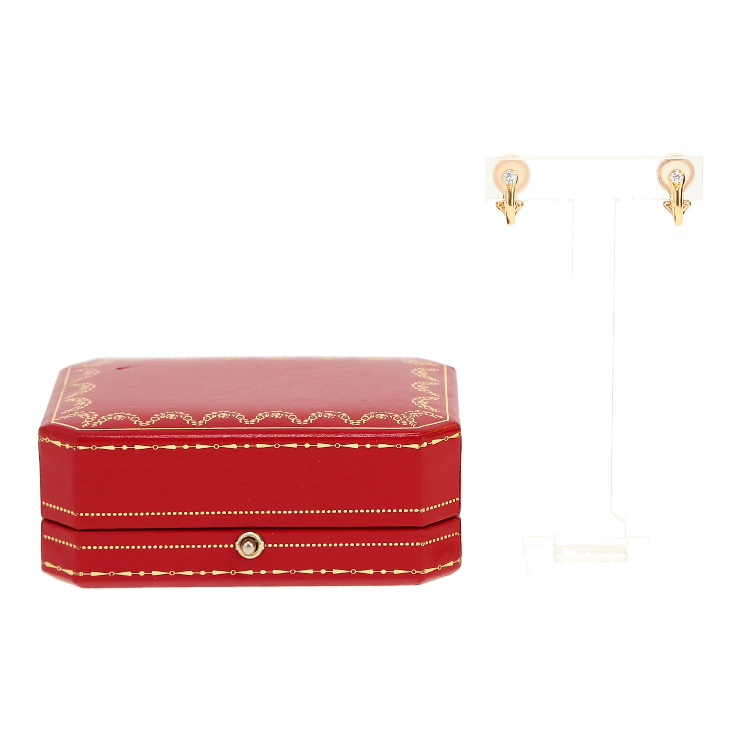 Paire de boucles d'oreilles Cartier  en or jaune et diamants - Detail D2
