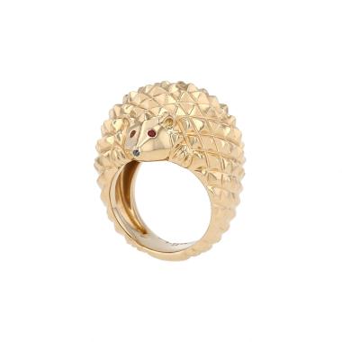 Bague Boucheron Hans le Hérisson grand modèle en or rose et rubis