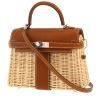 Bolso de mano Hermès  Kelly Picnic mini  en mimbre y cuero Barenia marrón - 00pp thumbnail