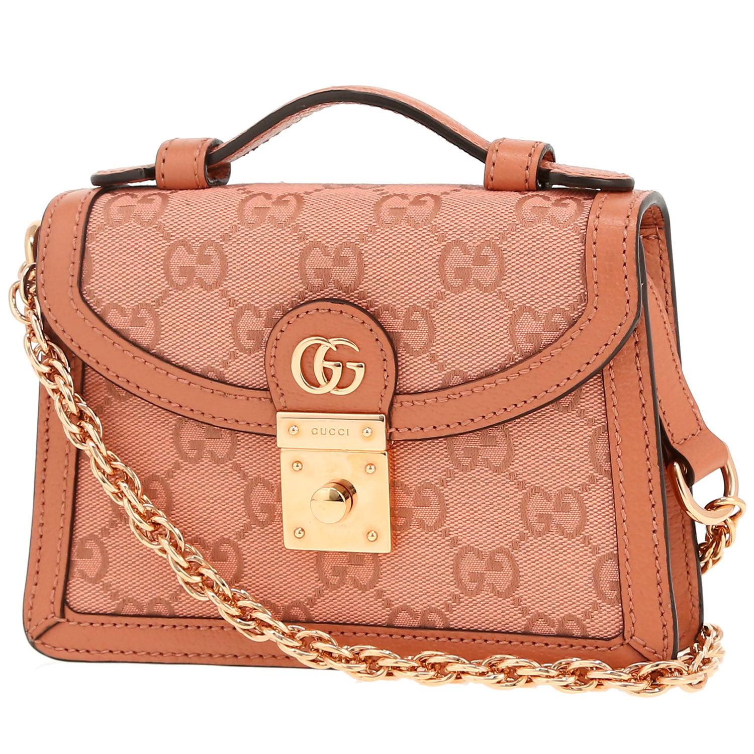 Gucci Ophidia handbag in pink logo canvas and pink leather