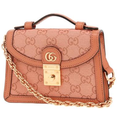 Borsa Gucci  Ophidia in tessuto siglato rosa e pelle rosa
