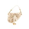 Bolso de mano Dior  Saddle mini  en lona beige y cuero blanco - 360 thumbnail