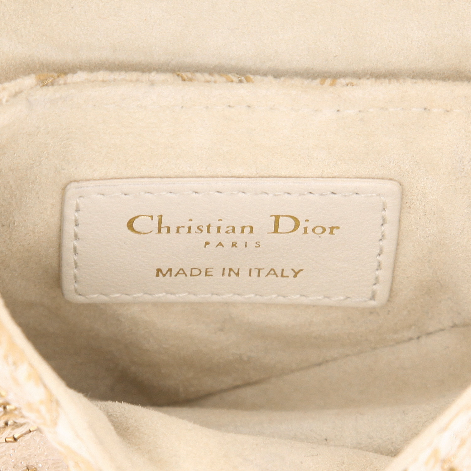 Borsa Dior  Saddle mini  in tela beige e pelle bianca - Detail D2