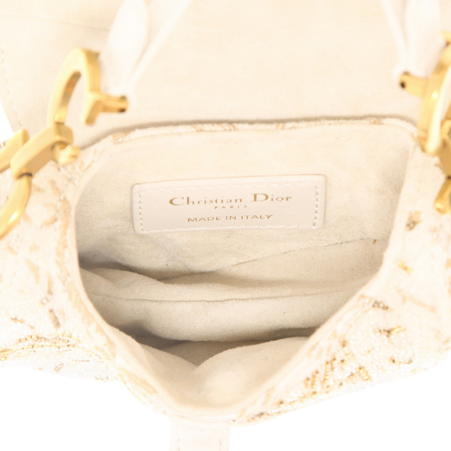 Borsa Dior  Saddle mini  in tela beige e pelle bianca - Detail D3