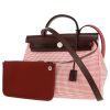 Borsa Hermès  Herbag Quadrille in tela rossa e color crema e pelle bordeaux - 00pp thumbnail