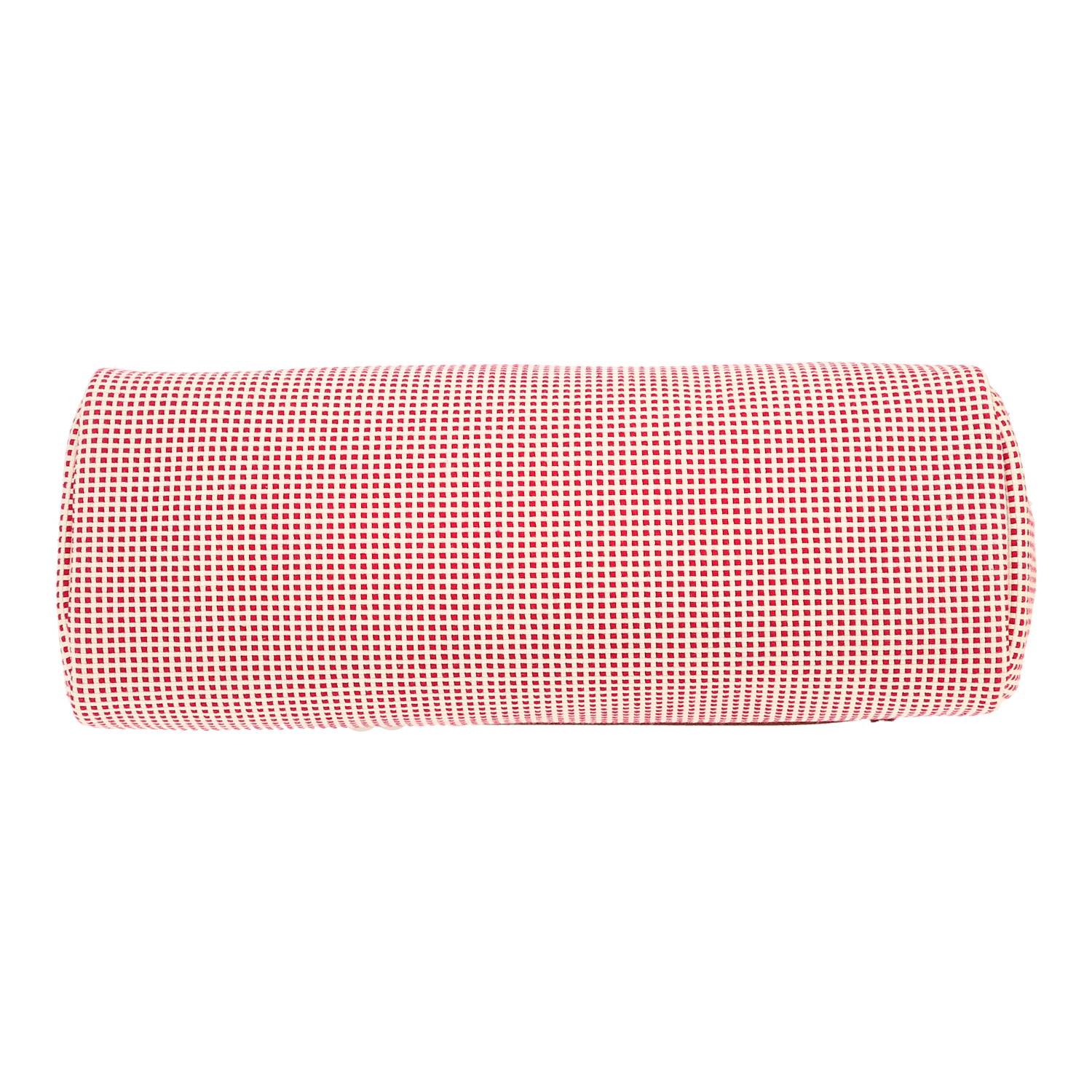 Sac à main Hermès  Herbag Quadrille en toile rouge et crème et cuir bordeaux - Detail D1