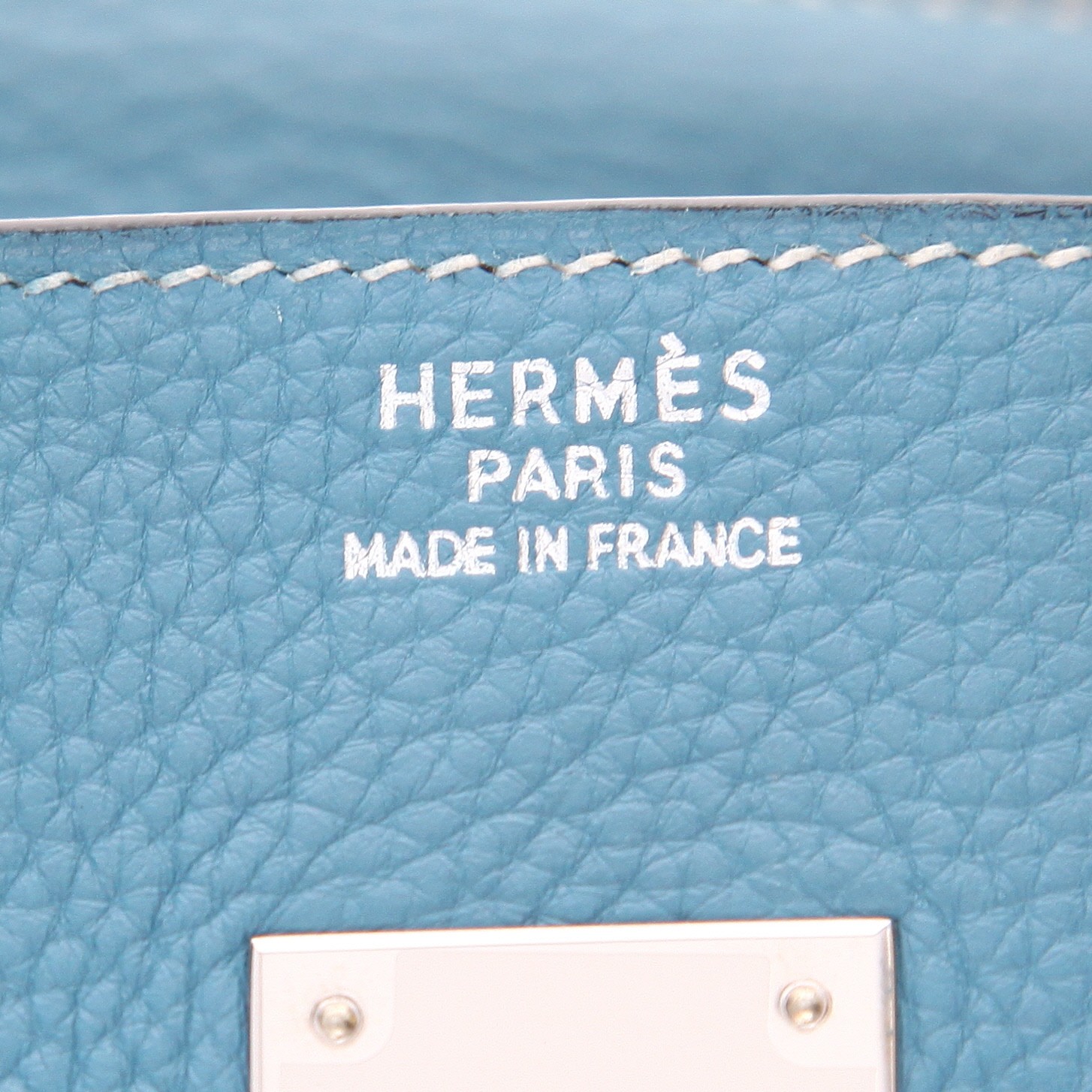 Borsa Hermès  Birkin 35 cm in pelle togo blu - Detail D2