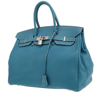 Bolso Hermès Birkin de 35 cm en piel Togo Bleu Jean