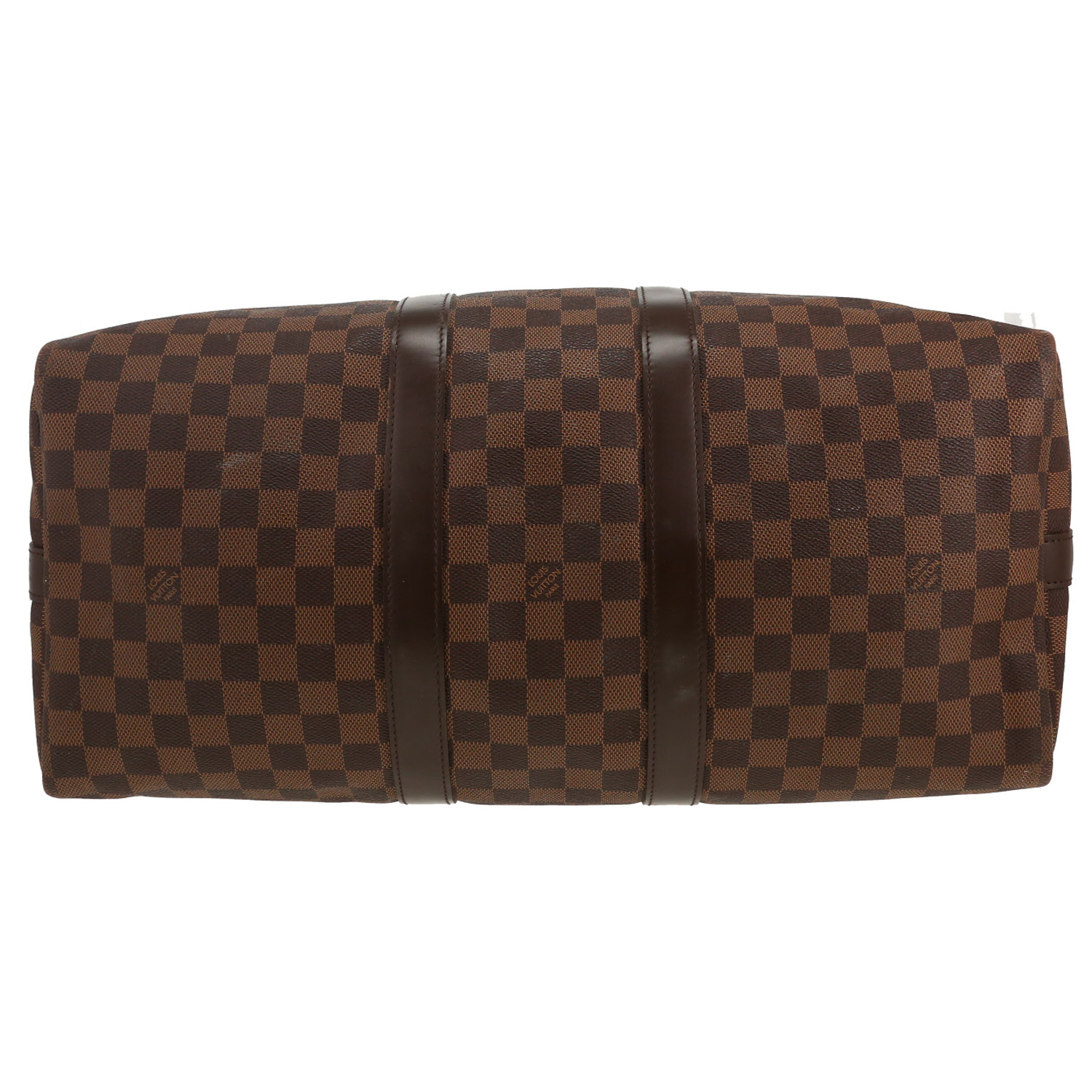 Bolsa de viaje Louis Vuitton  Keepall 45 en lona a cuadros ébano y cuero marrón - Detail D1