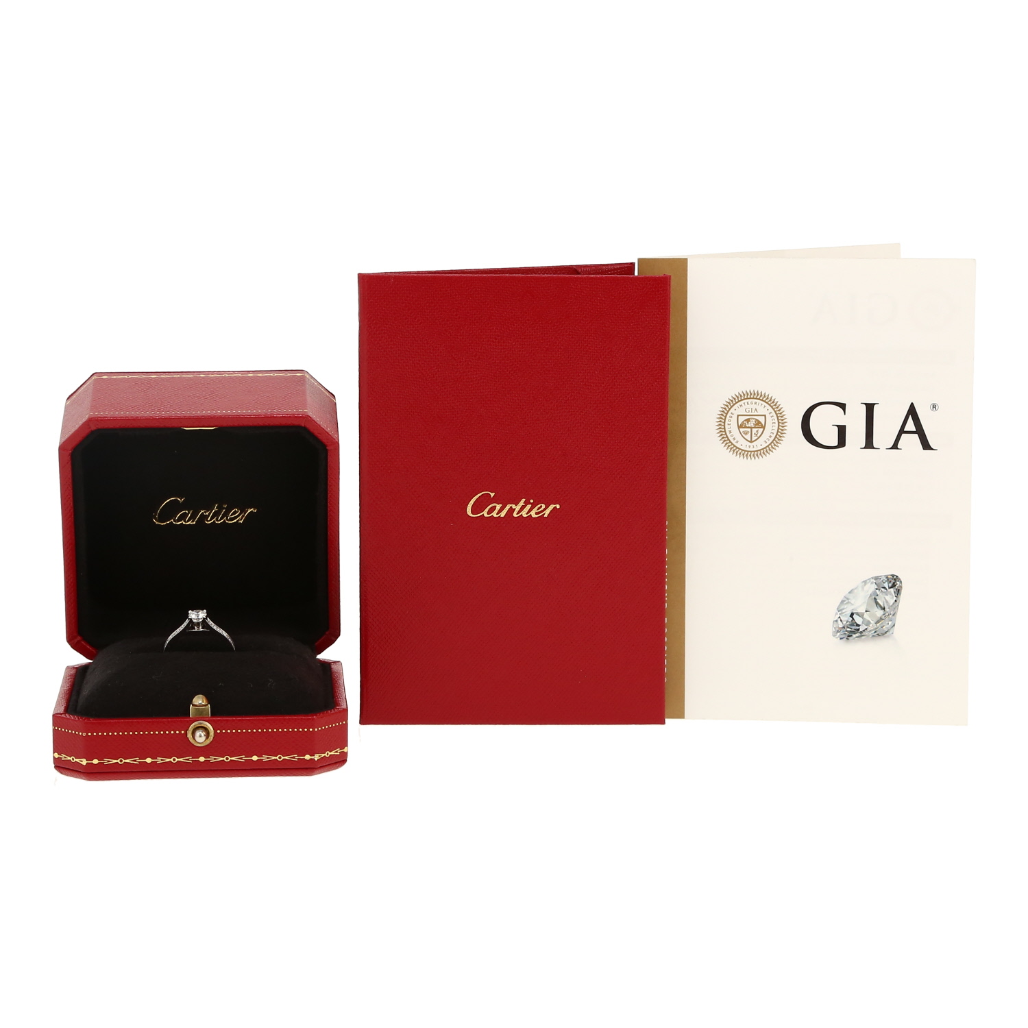 Bague solitaire Cartier 1895 en platine et diamants - Detail D2